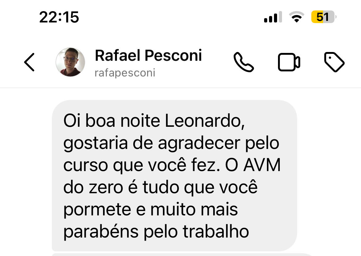 AVM do Zero - agradecendo