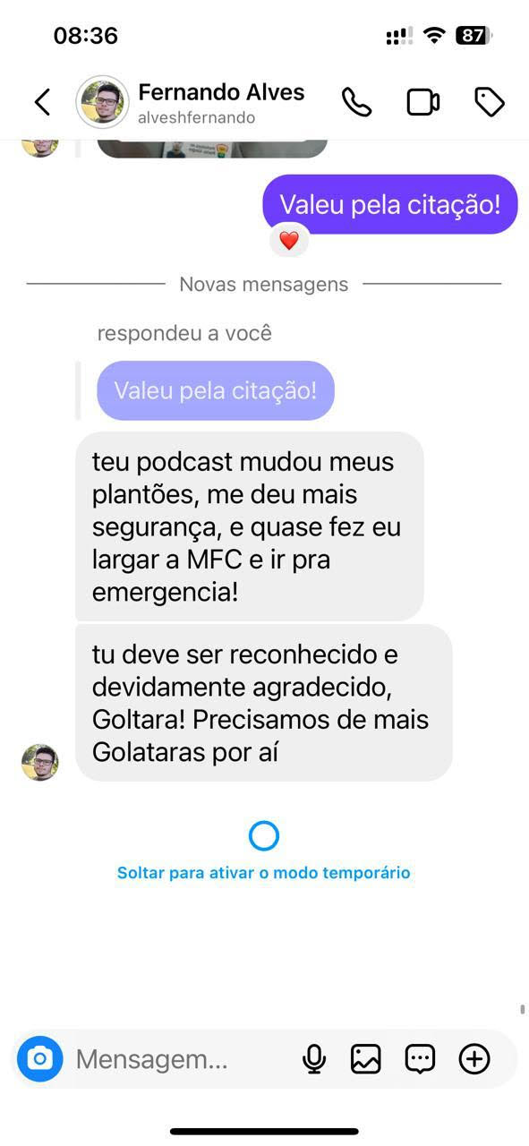 depoimento espontaneo insta sobre o podcast